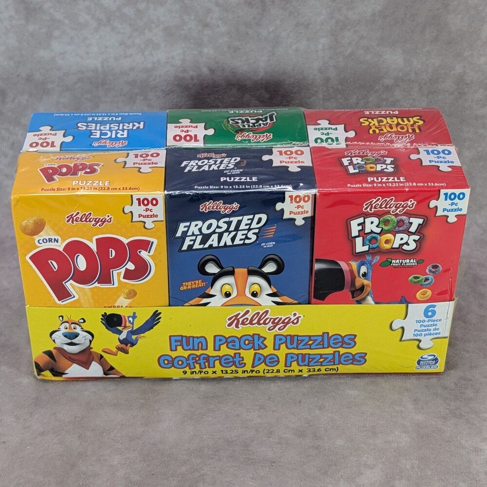 Kellogg's Cereal Fun Pack 6 Puzzles 100-Pc Each Spin Master 2021 New Sealed